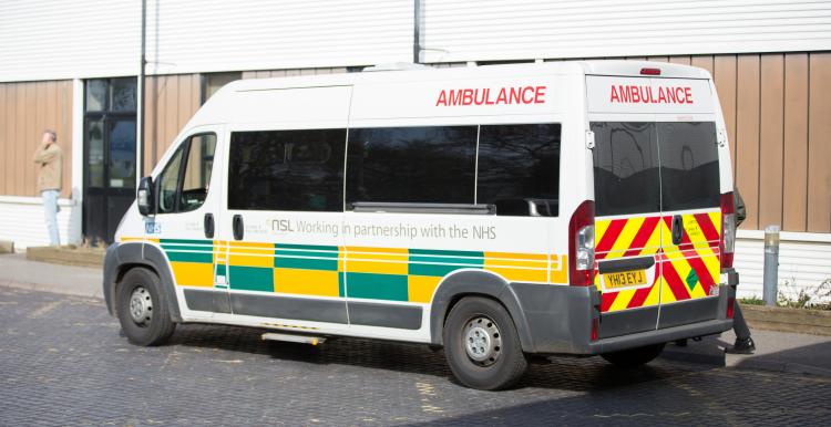 Ambulance Ambulance parked outside hospital