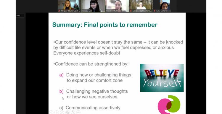 Screenshot of Adriana's Building Confidence Zoom Workshop