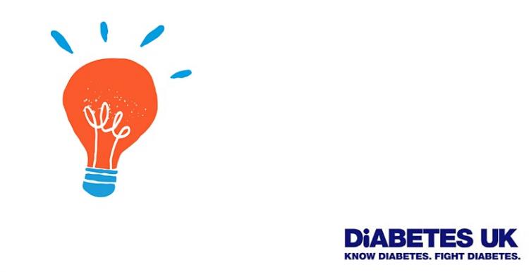 Diabetes UK logo and lightbulb cartoon 