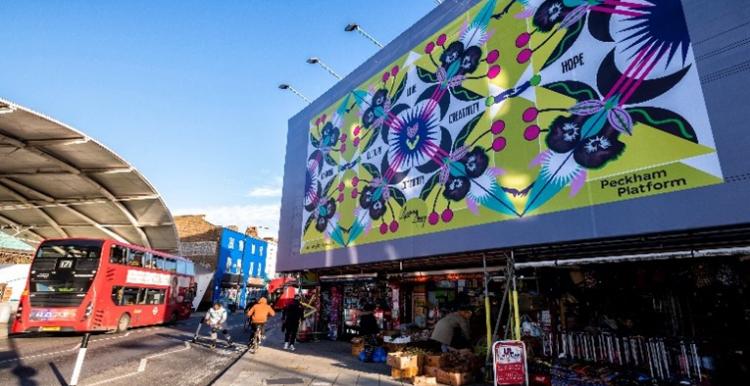 Photo of Peckham platform with colourful display of art Photo of Peckham platform with colourful display of art
