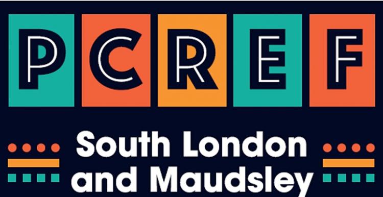poster for PCREF event Picture saying PCREF and South London and Maudsley in a colour for way.