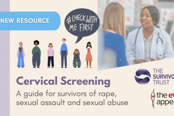 #CheckWithMeFirst Guide poster with logos and picture of nurse talking to female patient 