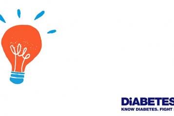 Diabetes UK logo and lightbulb cartoon 