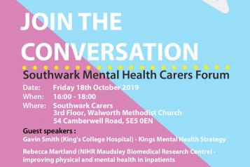 Southwark mental health carers forum flyer