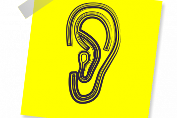 Illustration of an ear, on yellow background