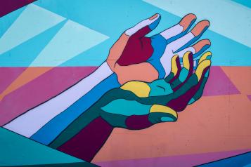 mosaic art hand