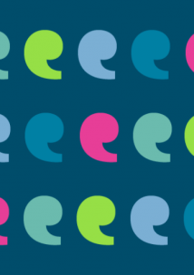 Pattern of Healthwatch logo colourful speech marks on dark blue background